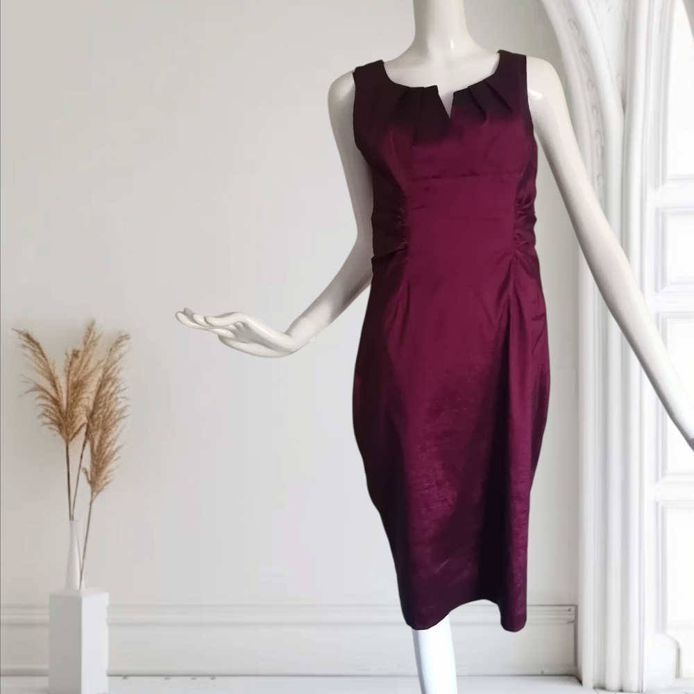 Adrianna Papell Berry Wine Sleeveless Midi Sheath Dress
